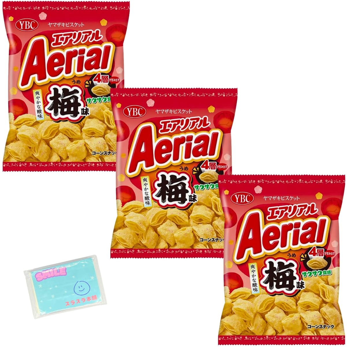 ヤマザキビスケット エアリアル 梅味 65g ×3袋セットです。梅の酸味と甘みの絶妙なバランスが、あと引く美味しさを感じられる味わいに仕上げています。 ヤマザキビスケット エアリアル 梅味 65g ×3袋セットです。 梅の酸味と甘みの絶妙なバランスが、あと引く美味しさを感じられる味わいに仕上げています。