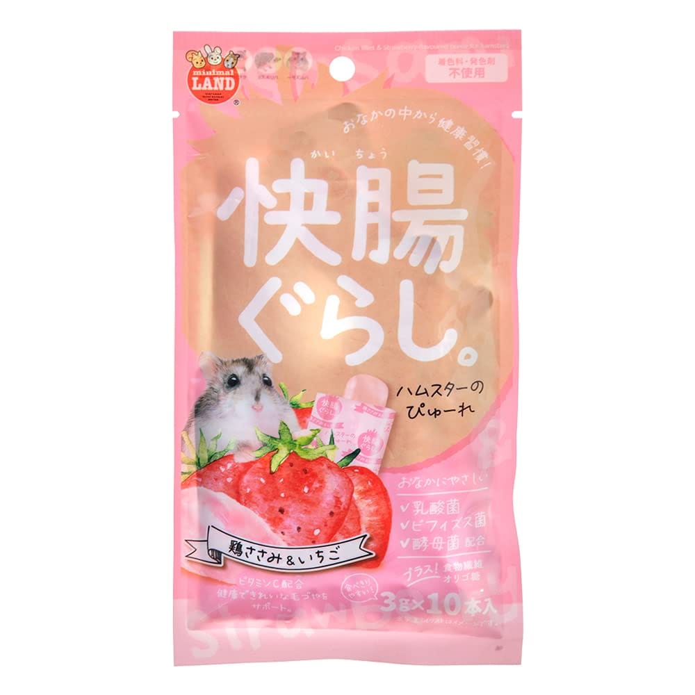 樂天商城 - マルカン 快腸ぐらし ハムスターのぴゅーれ 鶏ささみ＆いちご 3gx10本
