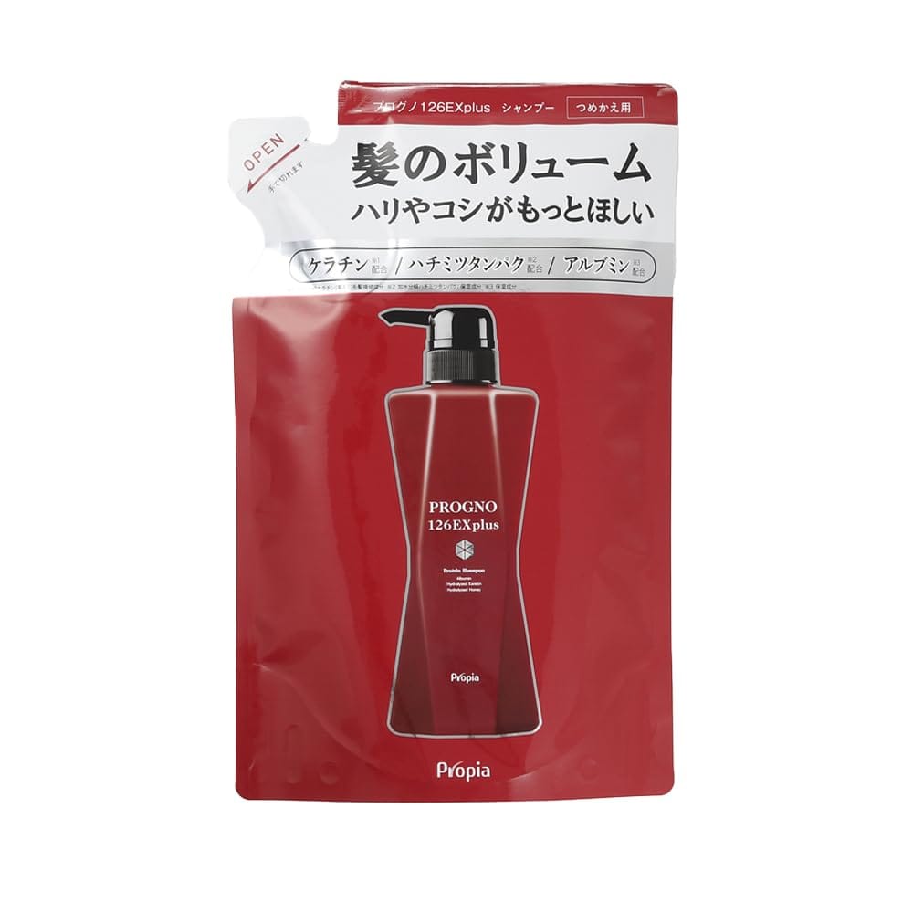 内容量：詰め替え用 350mL （1個） 毛髪のプロであるプロピアが会員の声を集めて開発した弱酸性アミノ酸系プロテインスカルプシャンプー。 ・3種のプロテイン＜加水分解ケラチン（羊毛）、加水分解ハチミツタンパク、アルブミン（保湿）＞を配合した、髪を大切にしたいあなたの為のスカルプシャンプーです。 ・プロテイン由来の洗浄剤を増量＜1種→3種：ラウロイル加水分解シルクNa、ココイル加水分解コラーゲンK、ココイル加水分解ケラチン（羊毛）（保湿）＞。洗浄剤からハリ・コシのある髪へと導きます。 ・3種のペプチド＜オクタペプチド-2、デカペプチド-4、アセチルテトラペプチド-3（保湿）＞配合でさらに髪にハリとコシを与えます。 ・5つのフリー処方＜アルコールフリー　パラベンフリー　合成着色料フリー　鉱物油フリー　サルフェート（硫酸系界面活性剤）フリー＞。 ・注目成分「キャピキシル」を配合！
