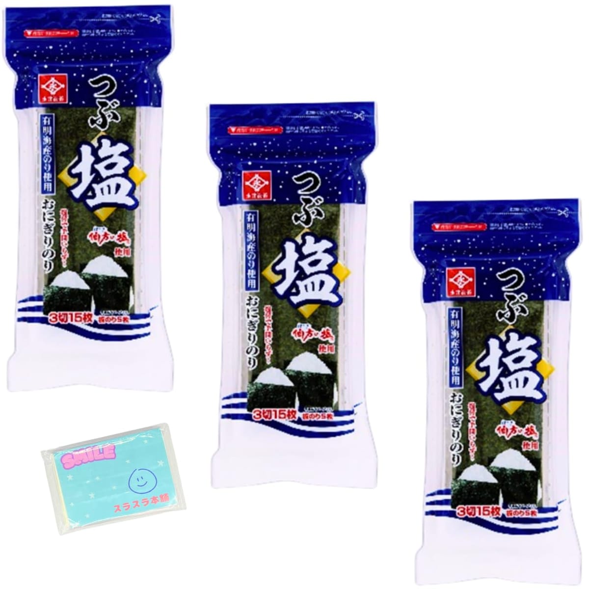 Monolog Style 永井海苔 つぶ塩おにぎりのり 3切15枚入(板のり5枚) ×3袋セット ★ス...