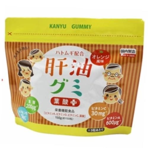 栄養機能食品（ビタミンA）栄養機能食品（ビタミンD）栄養機能食品(ビタミンC)栄養機能食品(葉酸) 和漢の知恵　ハトムギ配合の肝油グミ かわいい 肝油ドロップ 型のグミでオレンジ味なので お子様もから大人の方までおいしくいただけます。 漢方のニタンダが肝油ドロップを作りました。 オレンジ風味 二反田薬品工業