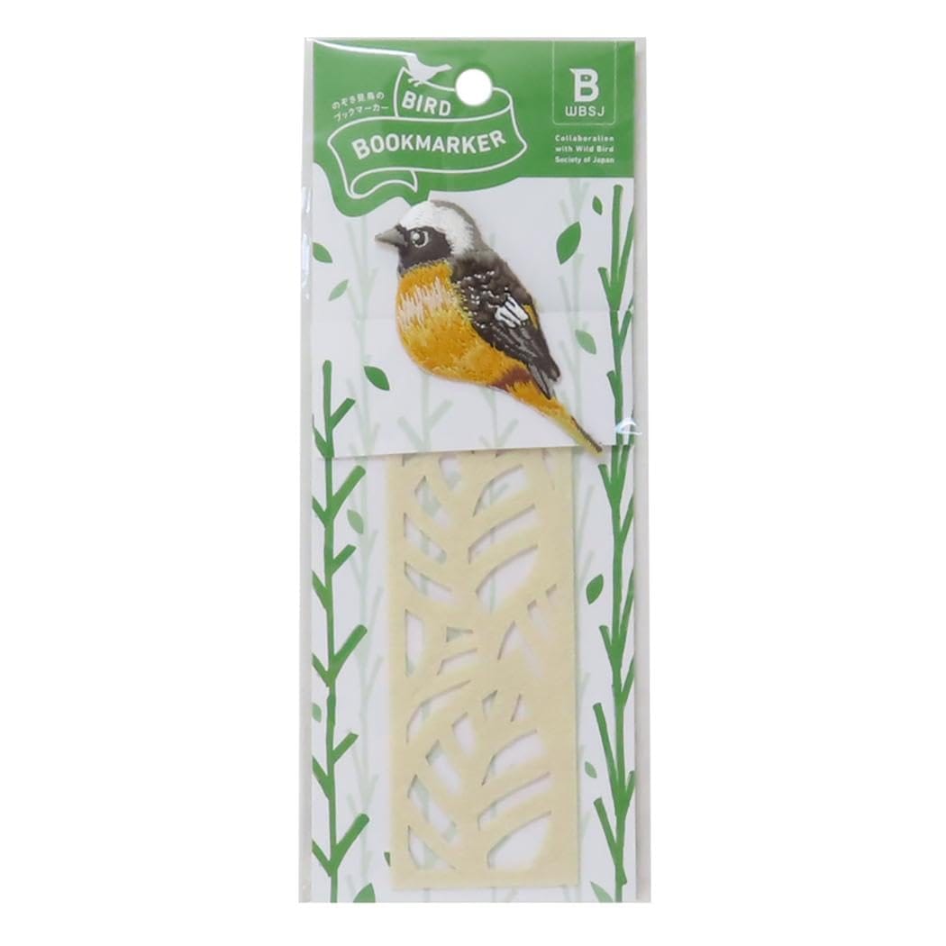 BIRD BOOKMARKER[ブックマーク]刺繍しおり/リーフ柄 ジョウビタキ ヒサゴ しおり かわいい グッズ 通販