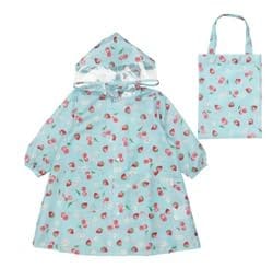 乐天商城 - [kids foret] レインコート キッズ 子供 女の子 通園 通学 ランドセル対応 撥水加工 いちご ユニコーン 収納バッグ (S サックス, L)