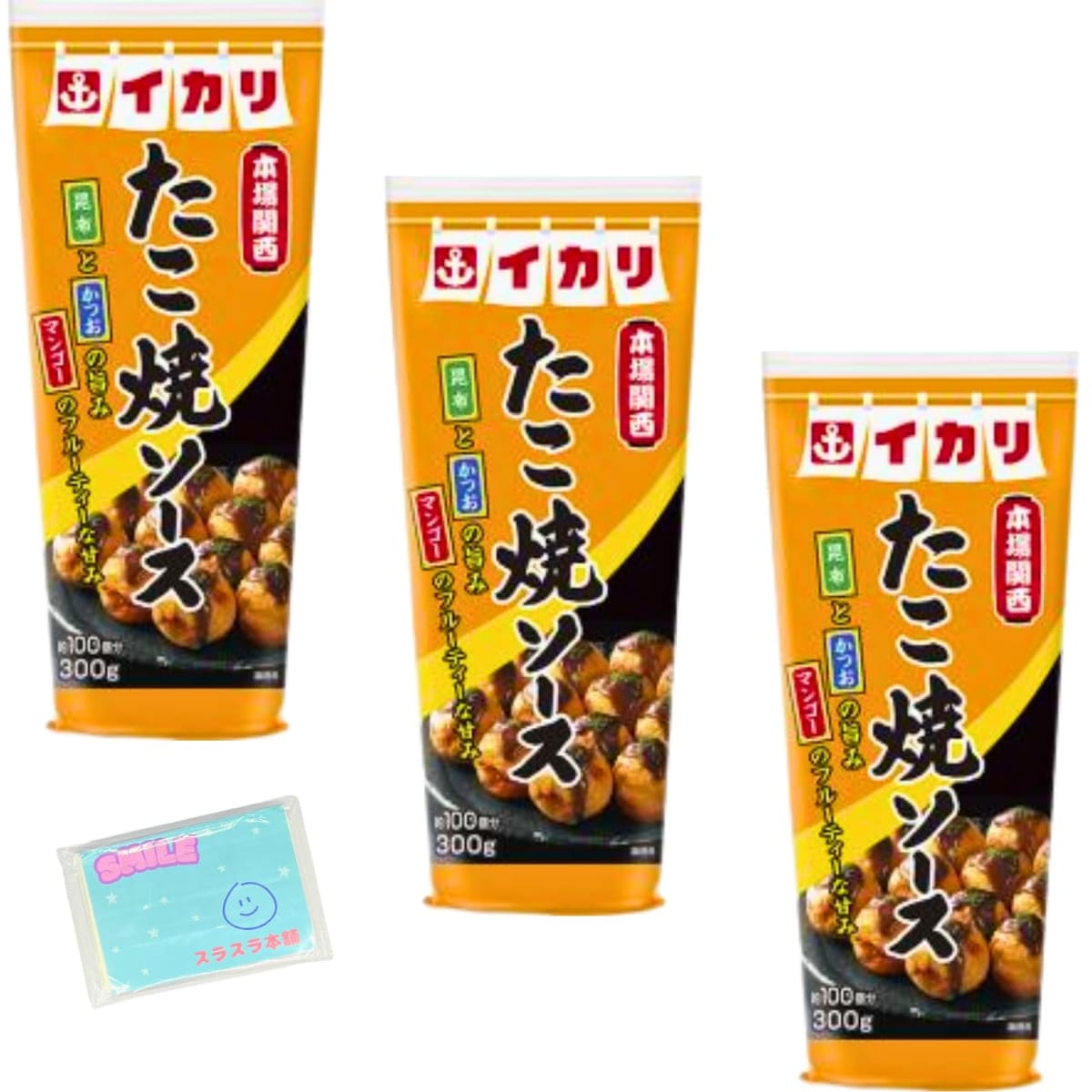 Monolog Style イカリソース たこ焼ソース 300g ×3個セット ★スラスラ本舗オリジナルポケットティッシュ付き★