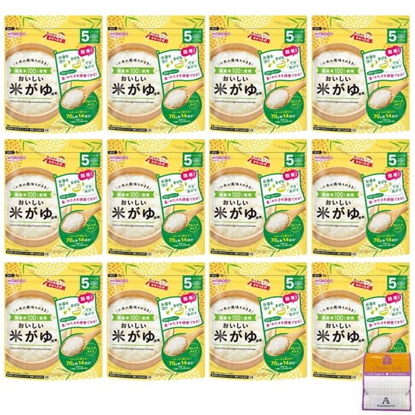 お湯を注いで混ぜるだけ で、なめらかでおいしいおかゆが簡単に作れる。国産米100%使用 で、お米本来の風味を楽しめる。フレークタイプ だから、成長に合わせて量やかたさを調整しやすい。着色料・香料・保存料不使用 で安心。チャック付き袋 で開け閉めが簡単、保存にも便利。 ●「お湯を注いでまぜるだけ」で、なめらかなおいしいおかゆが出来上がります。 ●国産米を100％使用しました。 ●お子さまの月齢や食べる量に合わせて量を調整しやすく、開け閉めが簡単なチャック付袋タイプです。 【原材料】 米粉(米(国産))、食用油脂／酸化防止剤(ビタミンE)、(一部に大豆を含む) 【栄養成分】 1回量(5.0g)当たり エネルギー：18kcal、たんぱく質：0.14～0.35g、脂質：0.065g、炭水化物：4.1g、食塩相当量：0g 【アレルギー物質】 大豆 【保存方法】 ・直射日光・高温多湿を避け常温で保存してください。 【注意事項】 ・お湯の取り扱いにご注意ください。 ・ご使用の際は清潔で乾燥した計量スプーン等を使用してください。 ・開封後はチャックをしっかりと閉め、湿気などが入らないように保管し、なるべく早めにお使いください。 ・食べ残しや作りおきはあげないでください。 ・月齢は目安です。あせらずに段階的にすすめましょう。 ・離乳のすすめ方については、専門家にご相談ください。 ※まれに製品の一部に硬い粒や焦げによる黒褐色の小片が入っていることがありますが、品質には問題ありません。取り除いてあげてください。万一食べても健康には影響ありません。