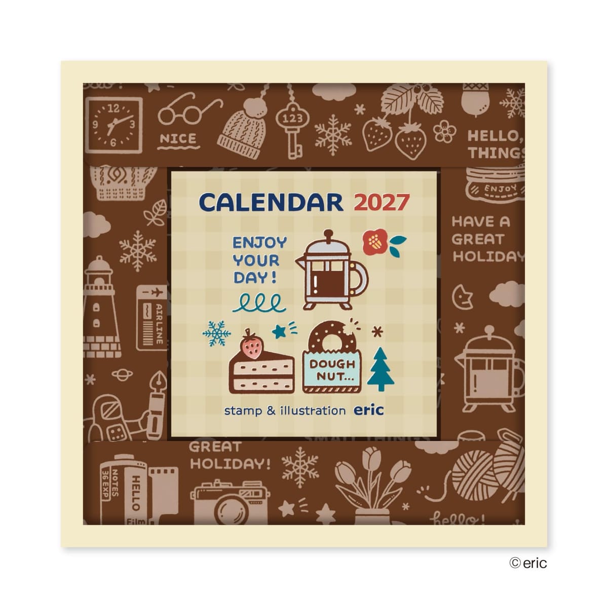 【商品サイズ】60×60×30mm【パッケージサイズ】110×110×33mm【枚数】368枚【仕様】天のり製本、紙スタンド付きericシリーズに、カラフルな日めくりが新登場！
