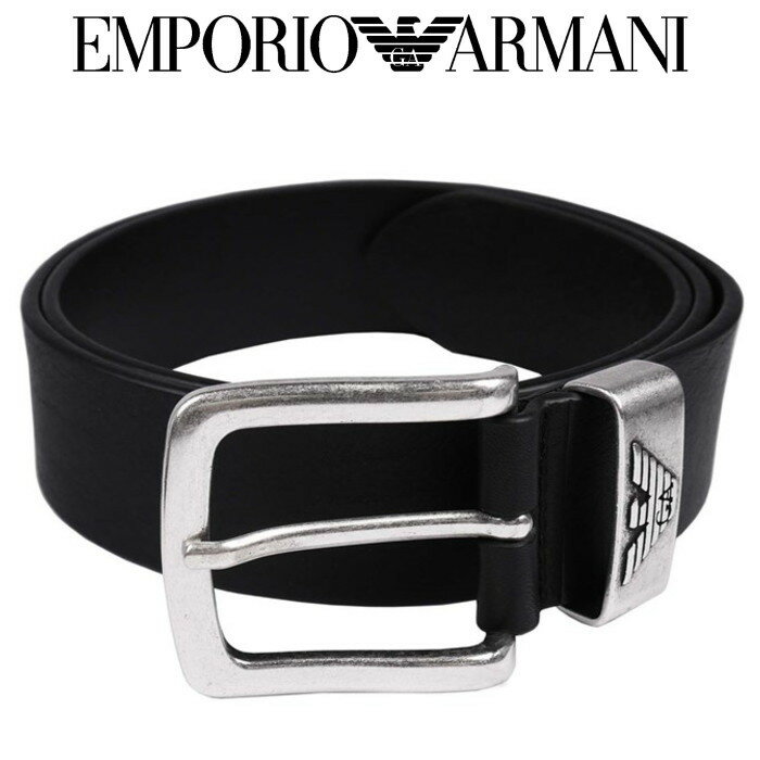 アルマーニ ベルト（メンズ） エンポリオ・アルマーニ EMPORIO ARMANI メンズベルト ブラック Mサイズ 90cm イタリー製 ギフト プレゼント 贈答品 父の日ギフト 誕生日