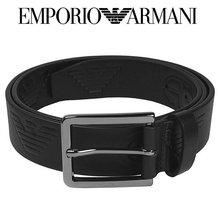 アルマーニ ベルト（メンズ） エンポリオ・アルマーニ EMPORIO ARMANI メンズベルト ブラック Sサイズ 85cm イタリー製 ギフト プレゼント 贈答品 父の日ギフト 誕生日