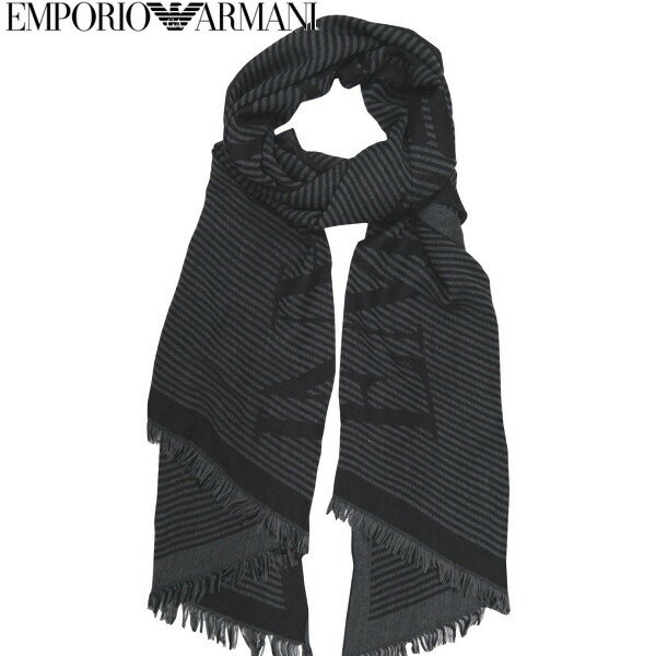 アルマーニ マフラー（メンズ） エンポリオ・アルマーニ マフラー スカーフ ブラック系 EMPORIO ARMANI イタリー製 625303-2F363 ギフト プレゼント 贈答品