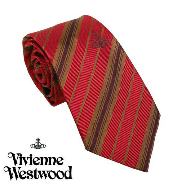 Vivienne Westwood ヴィヴィアン・ウェストウッド ネクタイ レッドストライプ系 スリム イタリー製 シルク100％ AW23 S81050001 W00O5 H401CS-RED