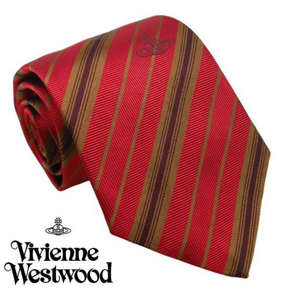 Vivienne Westwood ヴィヴィアン・ウェストウッド ネクタイ レッドストライプ系 イタリー製 シルク100％ AW23 S81050004 W00O5 H401CS-RED