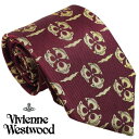 Vivienne Westwood ヴィヴィアン・ウェストウッド ネクタイ ボルドークレスト系 イタリー製 シルク100％ AW23 S81050004 W00O6 I401CS-BORDEAUX