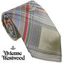 Vivienne Westwood ヴィヴィアン・ウェストウッド ネクタイ ライトグレーチェック系 イタリー製 シルク100％ AW23 S81050004 W00O9 P403CS-LIGHT GREY