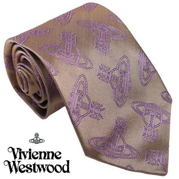 Vivienne Westwood ヴィヴィアン・ウェストウッド ネクタイ ゴールド オーヴ系 イタリー製 シルク100％ AW23 S81050004 W00OA E405CS-GOLD