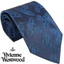 Vivienne Westwood ヴィヴィアン・ウェストウッド ネクタイ ステールブルー オーヴ柄 イタリー製 シルク100％ AW23 S81050004 W00OA K406CS-SLATE BLUE