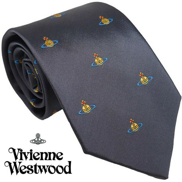 Vivienne Westwood ヴィヴィアン・ウェストウッド ネクタイ ブラック クレスト系 イタリー製 シルク100％ AW23 S81050004 W00OK N401 BLACK