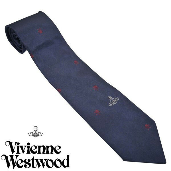 Vivienne Westwood ヴィヴィアン・ウェストウッド ネクタイ ネイビーブルー系 ドット柄 イタリー製 シルク100％ AW24 81050004-W0107-K410-NAVY BLUE
