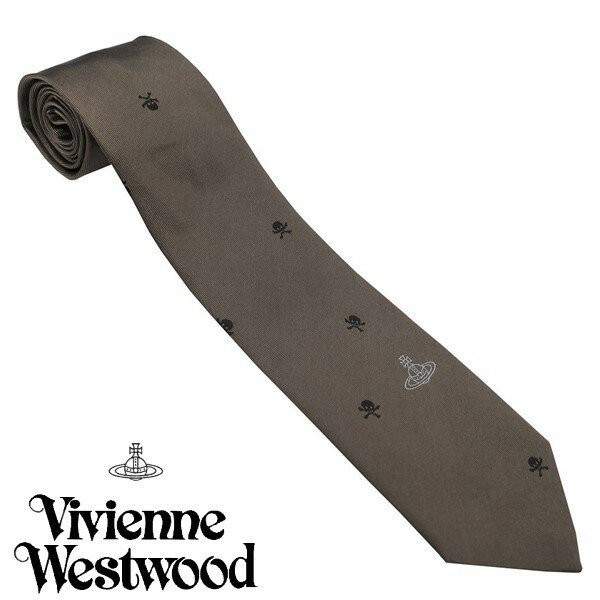 Vivienne Westwood ヴィヴィアン・ウェストウッド ネクタイ タバコ系 ドット柄 イタリー製 シルク100% AW24 81050004-W0107-D409-TOBACCO
