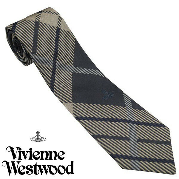 Vivienne Westwood ヴィヴィアン・ウェストウッド ネクタイ ブラック系 チェック柄 イタリー製 シルク100% AW24 81050004-W0100-P401-GREY