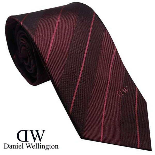 スーパーセール協賛 Daniel Wellington ダニエルウェリントン メンズネクタイ ワイン系 ストライプ ワ..