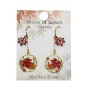 Japanese Accessories ピアス Pierce Nickel Free レッドxゴールド 紅葉 モチーフ made in Japan pierce-p223 ネコポス便対応品
