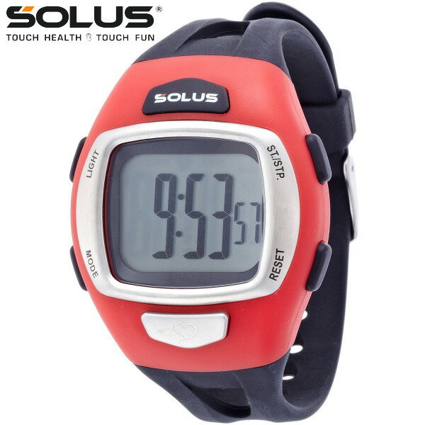 ランニングウオッチ 心拍計測 プッシュボタン式 腕時計 ソーラス SOLUS メンズ腕時計 Leisure 930-007 レッド ギフト プレゼント