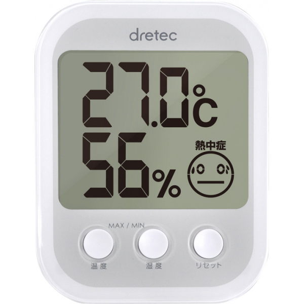 デジタル温湿度計 ポータブルタイプ 健康管理 熱中症警告 インフルエンザ警告 O-251WT ホワイト