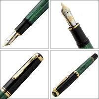 ペリカン万年筆PelikanスーベレーンM1000グリーン縞ペン先:M(中字)ギフト贈答品記念品