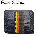 ポールスミス Paul Smith 小銭付2つ折り財布 型押しワニ ネイビー M1A-5303-A4001341 ギフト プレゼント