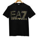 EMPORIO ARMANI エンポリオ アルマーニ EA7 クールネックTシャツ ブラック ゴールドプリント Mサイズ