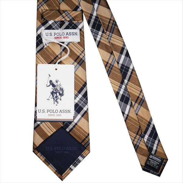 U.S.ポロ ネクタイ ベージュ ブルー系 紳士ネクタイ シルク100％ USPA-76 U.S.POLO ASSN ギフト プレゼント