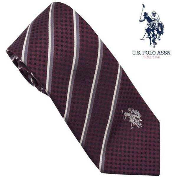 U.S.ポロ ネクタイ レッド オフホワイトロゴ シルク100% USPA-104 RDOFWT U.S.POLO ASSN ギフト プレゼント