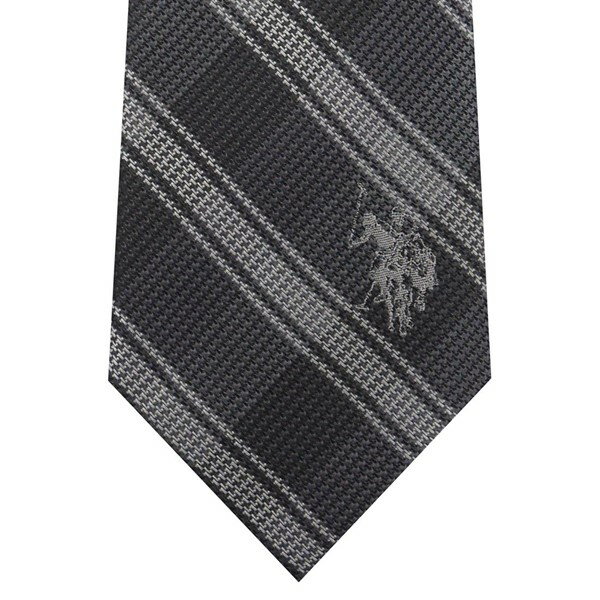 U.S.ポロ ネクタイ グレーチェック柄 シルバーロゴ シルク100％ USPA-108 GYSLV U.S.POLO ASSN ギフト プレゼント