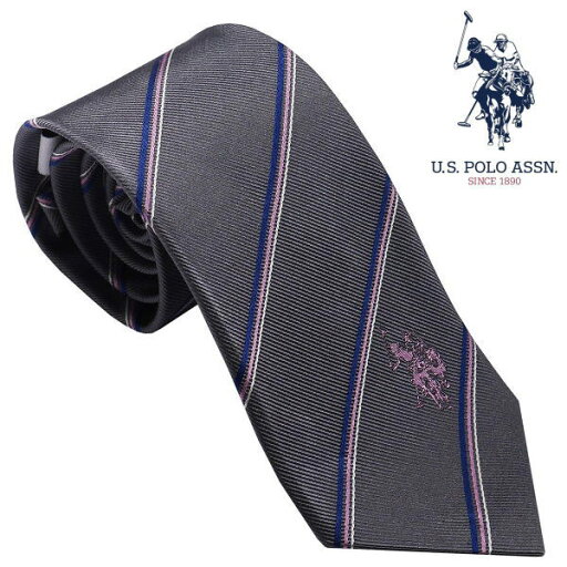 U.S.ポロ ネクタイ 紳士ネクタイ シルク100% ストライプ グレイピンク USPA-81 U.S.POLO ASSN ギフト プレゼント U.S.ポロ ネクタイ 紳士ネクタイ シルク100% ストライプ グレイピンク USPA-81 U.S.POLO ASSN ギフト プレゼント