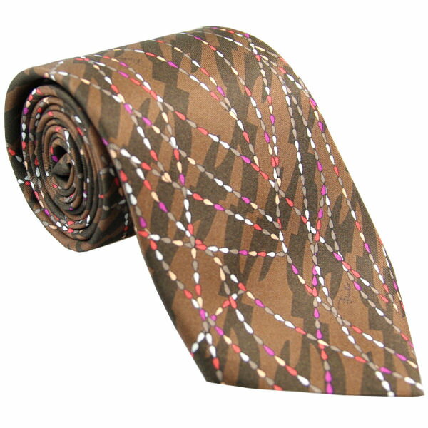 エミリオ プッチ ネクタイ EMILIO PUCCI シルク100% イタリー製 ブラウン系 P7003-4 ギフト プレゼント 贈答品 記念品 誕生日