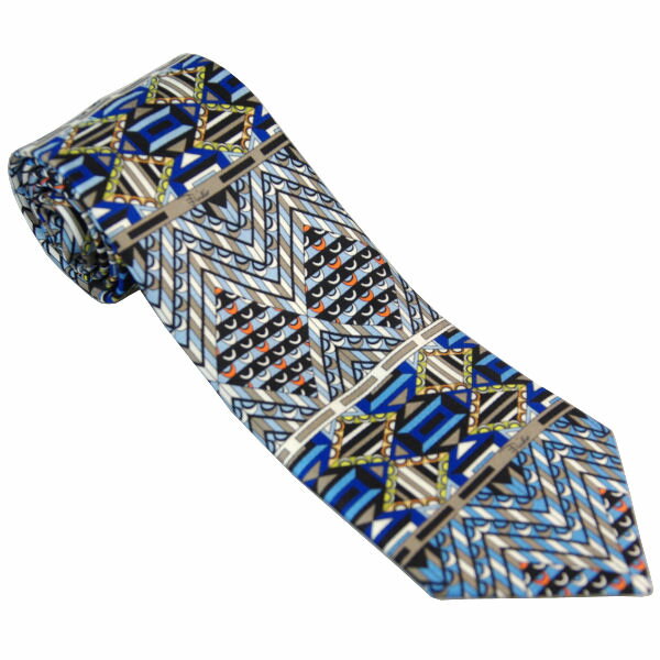 エミリオ プッチ ネクタイ EMILIO PUCCI マルチカラー ブルー シルク100% イタリー製 P8019-1 ギフト プレゼント 贈答品 記念品