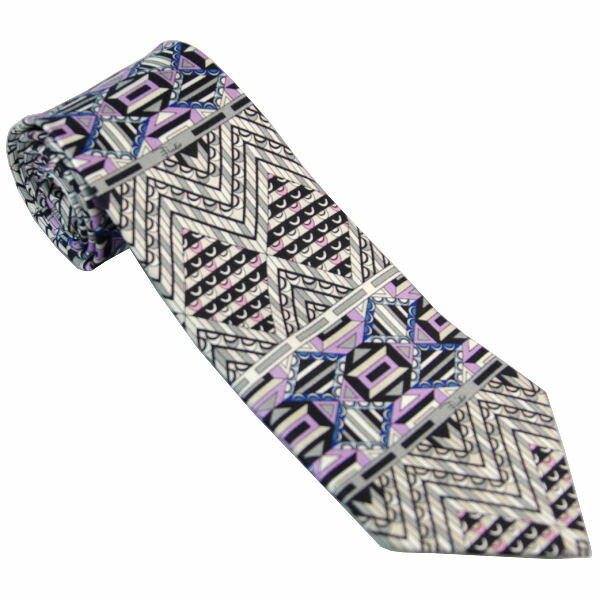 エミリオ プッチ ネクタイ EMILIO PUCCI マルチカラー グレー系 シルク100% イタリー製 P8019-7 ギフト プレゼント 贈答品 記念品