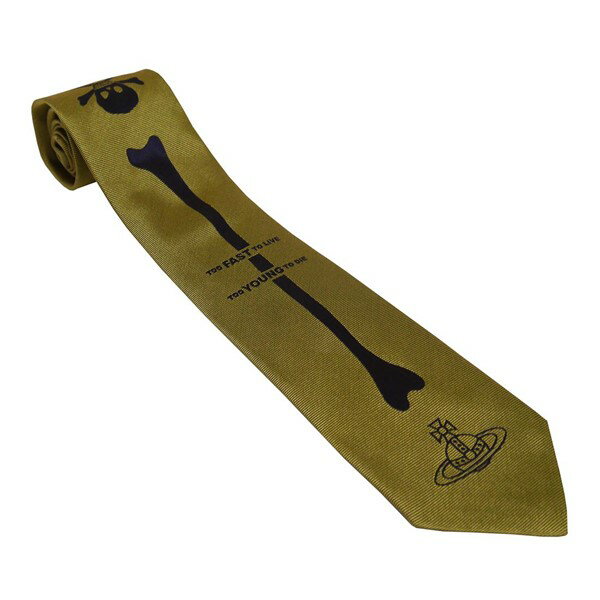 Vivienne Westwood ヴィヴィアン・ウェストウッド ネクタイ イタリー製 シルク100% GOLD系 レギュラータイプ W00C9-E405 AW22 ギフト プレゼント クリスマス