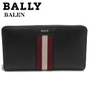 BALLY バリー ラウンドジップ式長財布 ファスナー小銭入れ付 ブラックxレッド メンズ財布 BALEN バレン 6302796