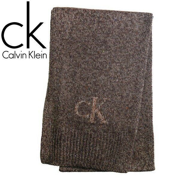 Calvin Klein マフラー コーヒー系 TWEED MONOGRAM SCARF Coffee Liqueur ネップ入りタイプ CK200319-200