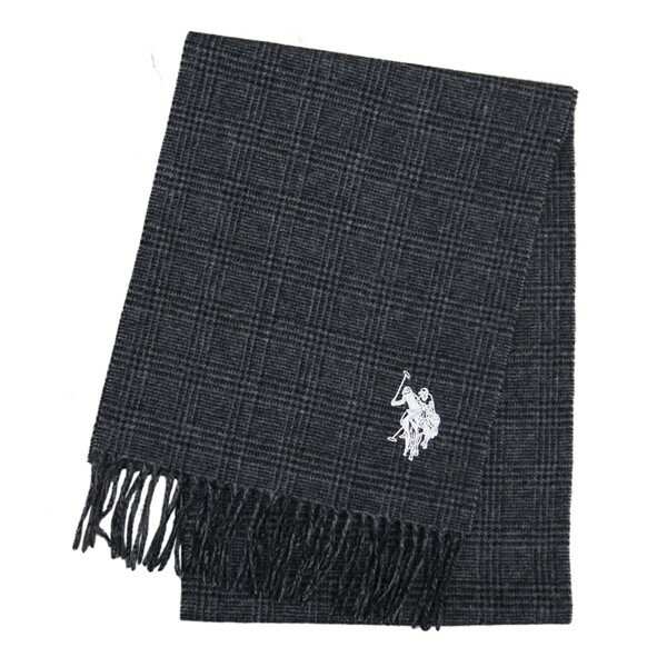 マフラー メンズマフラー ポロ US.POLO ASSN ブラック アースギンガム ウール100％ ギフト プレゼント