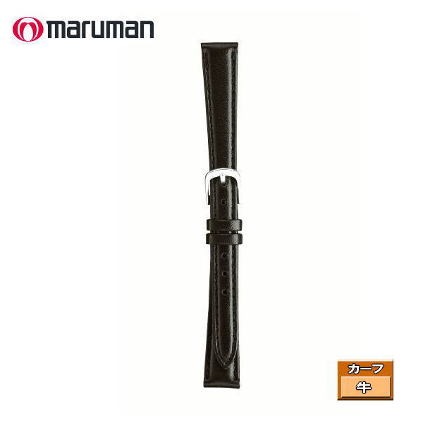 時計ベルト 時計バンド 時計際幅 13mm 美錠幅 10.5mm カーフ 黒 牛革 ブラック マルマン バネ棒2本付き ネコポス便対応品