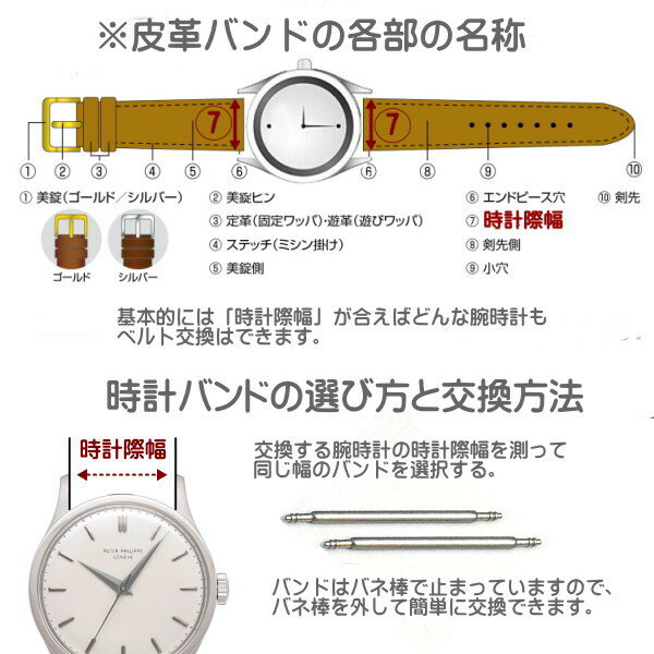 時計ベルト 時計バンド 革バンド 時計際幅 10mm 美錠幅 10mm カーフ 栗茶 イタリアンレザー バネ棒2本付き ネコポス便対応品