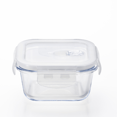 耐熱ガラス 4面ロック 密封保存容器 【 Cook-Lock スクエア 300WT 】 電子レンジ対応 クックロック 300ml 長期保存 レクタングル 4点ロック アデリア 冷蔵庫 収納　スタッキングのサムネイル