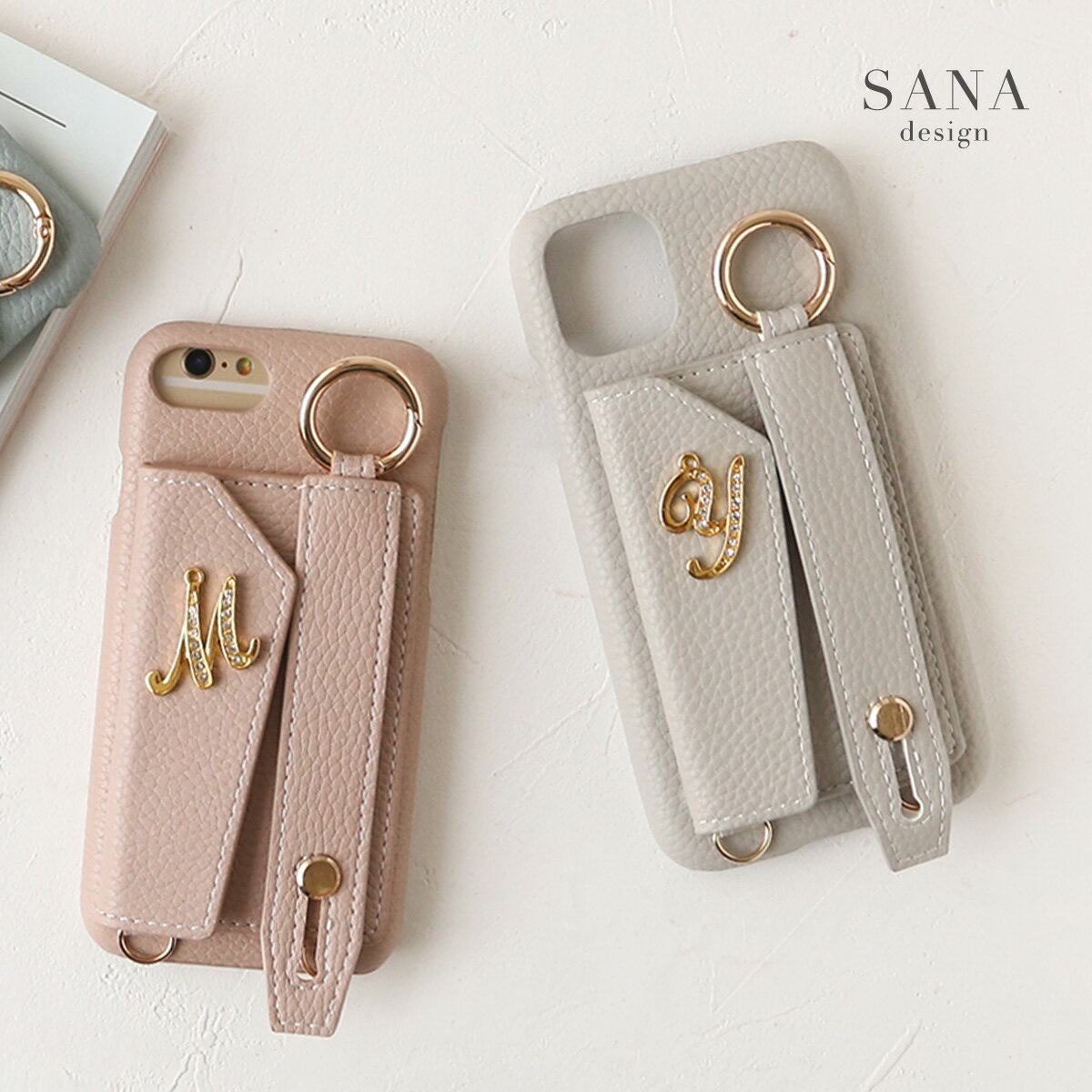 Xperia 10V ケース イニシャル SO52D SOG11 XQ-DC44 Fun Edition エクスペリア テン ファイブ 「 背面 カード ポケット ワンカラー イニシャル付き 」SANADesign サナデザイン