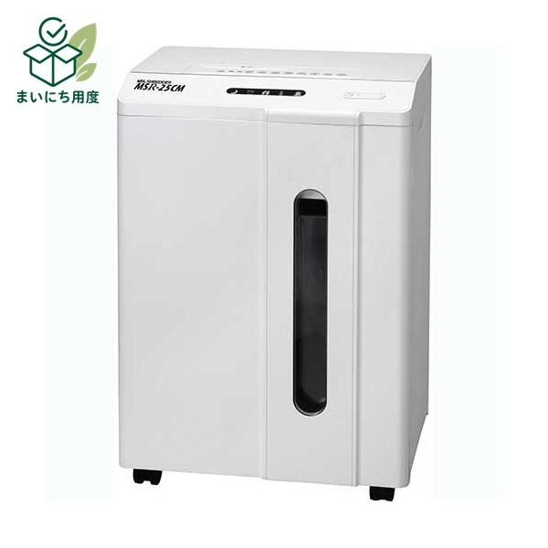 熱中症対策の備えに 塩分チャージも一緒に この商品とあわせて、外出前の塩分補給も準備できます。 関連商品枠として、既存の商品説明とは分けて表示します。 カバヤ 塩分チャージタブレッツ 3種240g 4種320g アソート 選べる 約78～104粒 個包装 塩タブレッ… 1,680円 - 1,980円 商品を見る カバヤ 塩分チャージタブレッツ 1kg 約333粒 大容量 業務用 個包装 まとめ買い 塩タブレット 塩分補給 熱… 4,200円 商品を見る ■商品内容●最大裁断枚数25枚のハイパフォーマンスモデル。●ワンカットクロス:一軸にワンカットカッターを組み込んで一対とし、縦切り横切りを一度に行うカット方式。細断くずはミリ単位でチップ状に細断され、収容能力を高めます。●セパレートメディアトレイ:トレイ排出口が別にあり、細断後の手間を軽減する設計になっています。■商品スペック寸法：W430×D302×H640mm重量：約26.2kgカット形状：クロスカット投入幅：230mm細断サイズ：約4.0×40.0mm最大細断枚数(50/60Hz)：約25枚細断速度(50/60Hz)：約2.4/2.7m/min連続運転時間：30分機能：オートスタート、オートストップ、オートリバース、オートカット、オーバーフローストップ、とびらスイッチ、ブレーカ裁断可能物：CD・DVD、クリップ(28ミリ以内)、ホチキス(No.10以下)、カード類ダストボックス容量：約34.1L分別トレイ：ありダストボックス扉：左開き運転音(50/60Hz)：アイドリング時:約52.0/54.0dB、細断時:約63.8/63.6dB電源：AC100V 50/60Hz消費電力：約590/730W(50/60Hz)その他仕様：●CD・DVD、カード類の裁断寸法:約10.6mm(ストレートカット)保証期間：1年備考：※最大裁断枚数はA4PPC(64g/m2)の場合【キャンセル・返品について】商品注文後のキャンセル、返品はお断りさせて頂いております。予めご了承下さい。■送料・配送についての注意事項●本商品の出荷目安は【5 - 11営業日　※土日・祝除く】となります。●お取り寄せ商品のため、稀にご注文入れ違い等により欠品・遅延となる場合がございます。●本商品は仕入元より配送となるため、沖縄・離島への配送はできません。[ MSR-25CM ] 夏の備えに 塩分チャージタブレッツ 最後に、夏の備えとして塩分補給アイテムも確認できます。 関連商品枠として、既存の商品説明とは分けて表示します。 カバヤ 塩分チャージタブレッツ 3種240g 4種320g アソート 選べる 約78～104粒 個包装 塩タブレッ… 1,680円 - 1,980円 商品を見る カバヤ 塩分チャージタブレッツ 1kg 約333粒 大容量 業務用 個包装 まとめ買い 塩タブレット 塩分補給 熱… 4,200円 商品を見る
