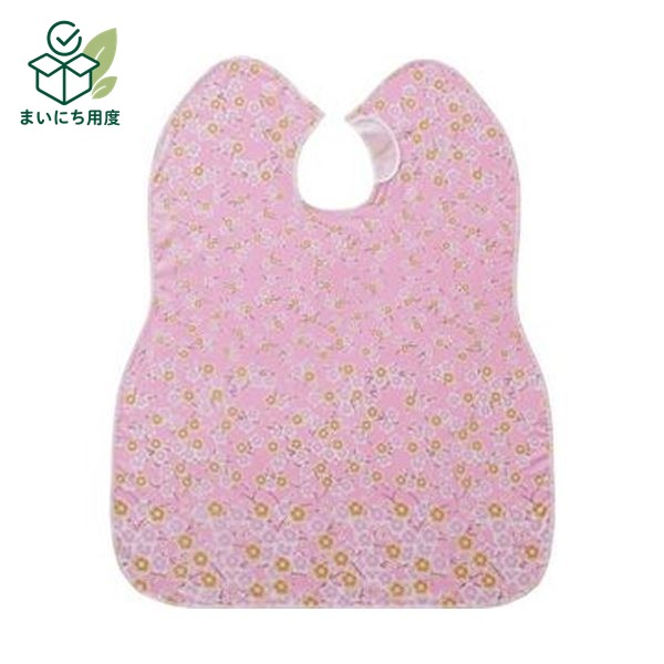 （まとめ）ピジョン 肩までおおえる食事エプロン 花柄 ピンク 1枚【×10セット】 ポ...