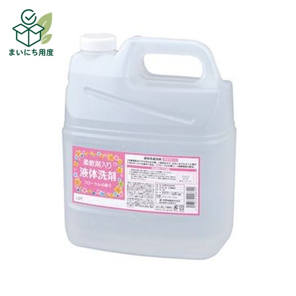 （まとめ）熊野油脂 柔軟剤入り 液体洗剤 4L 1本【×10セット】 柔軟剤入り液体洗剤