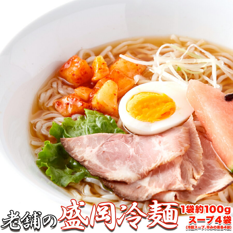 冷麺 盛岡 老舗 4食 スープ付き 100g 4袋 本場名産品 盛岡三大麺 卸