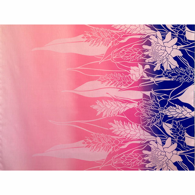 ハワイアンファブリック綿ポリ 裾柄/ピンク・ローヤル/トーチジンジャー/LW-23-877/HFR950